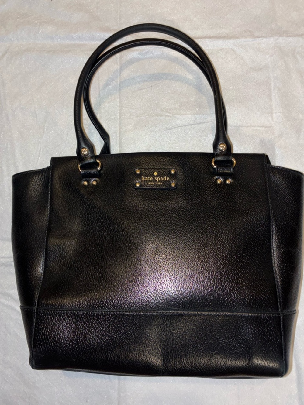 kate spade Black Pebbled Leather Tote with Gold Hardware